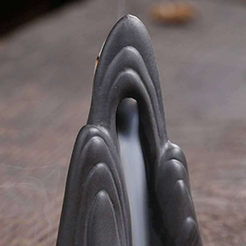 Monk & Mountains Purple Clay Ceramic Backflow Incense Burner for Meditation