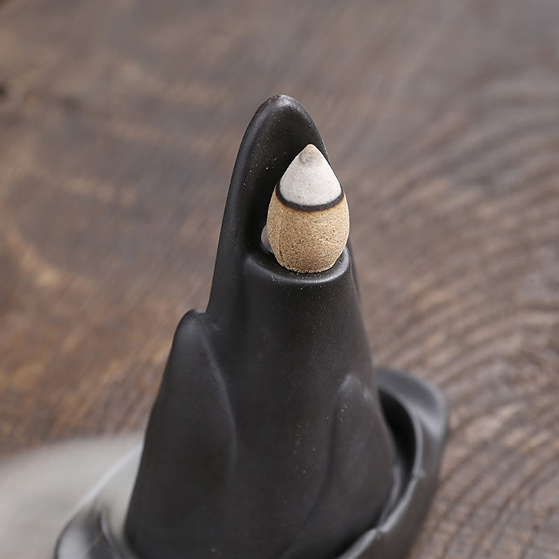 Monk & Mountains Purple Clay Ceramic Backflow Incense Burner for Meditation