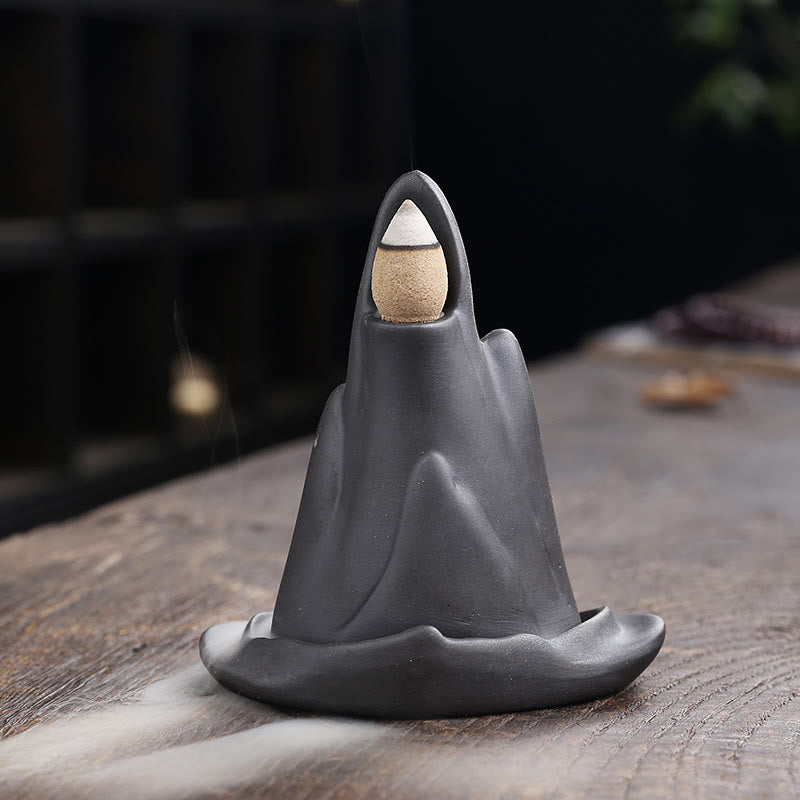 Monk & Mountains Purple Clay Ceramic Backflow Incense Burner for Meditation