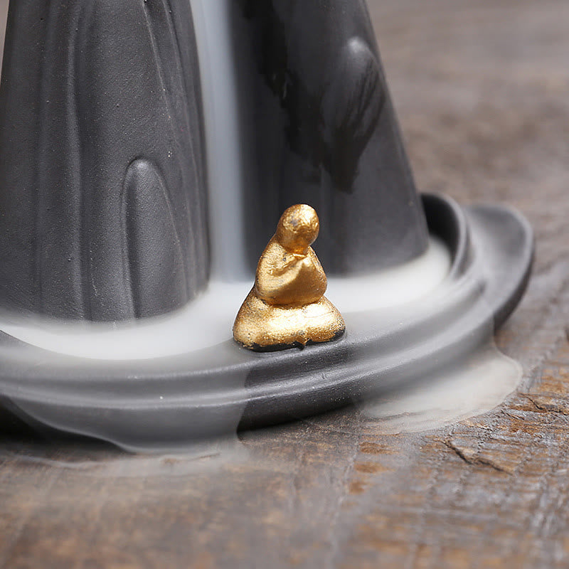 Monk & Mountains Purple Clay Ceramic Backflow Incense Burner for Meditation