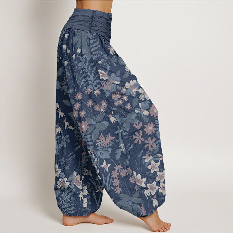 Tactile Cotton Botanical Pleated-Waist Harem Pants