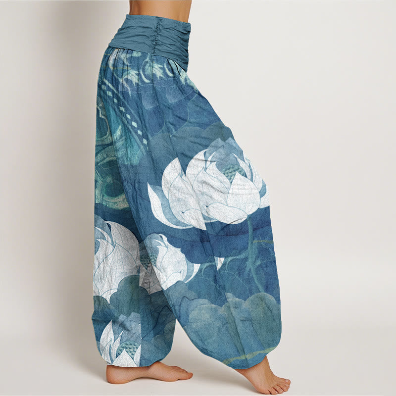 Tactile Cotton Lotus Pattern Mindful Meditation Harem Pants