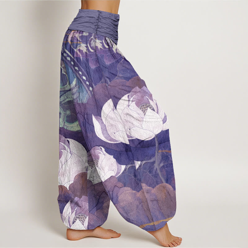 Tactile Cotton Lotus Pattern Mindful Meditation Harem Pants