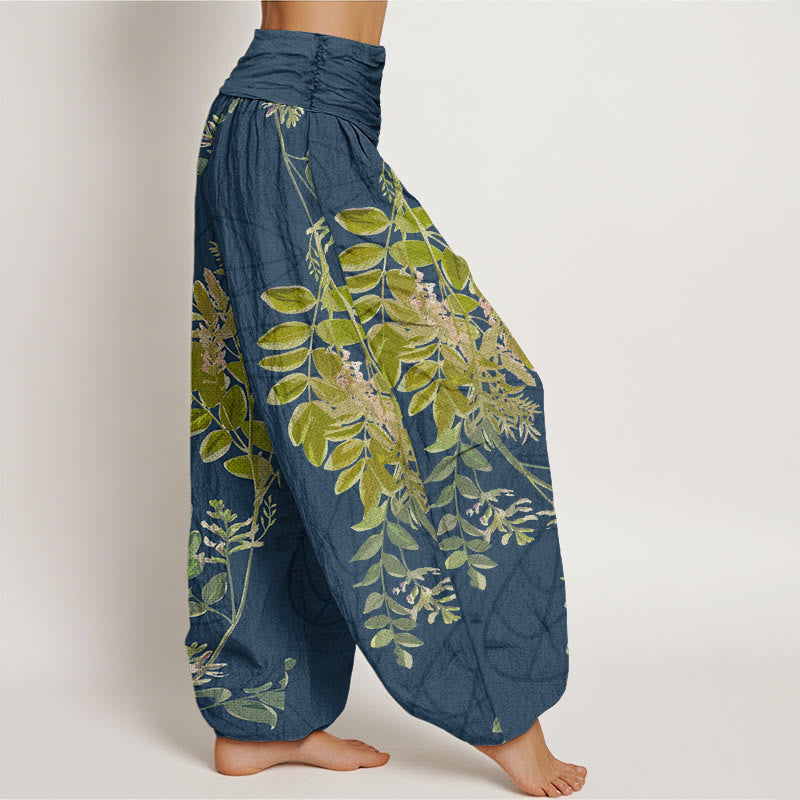 Breathable Cotton Botanical Print Grounding Harem Pants