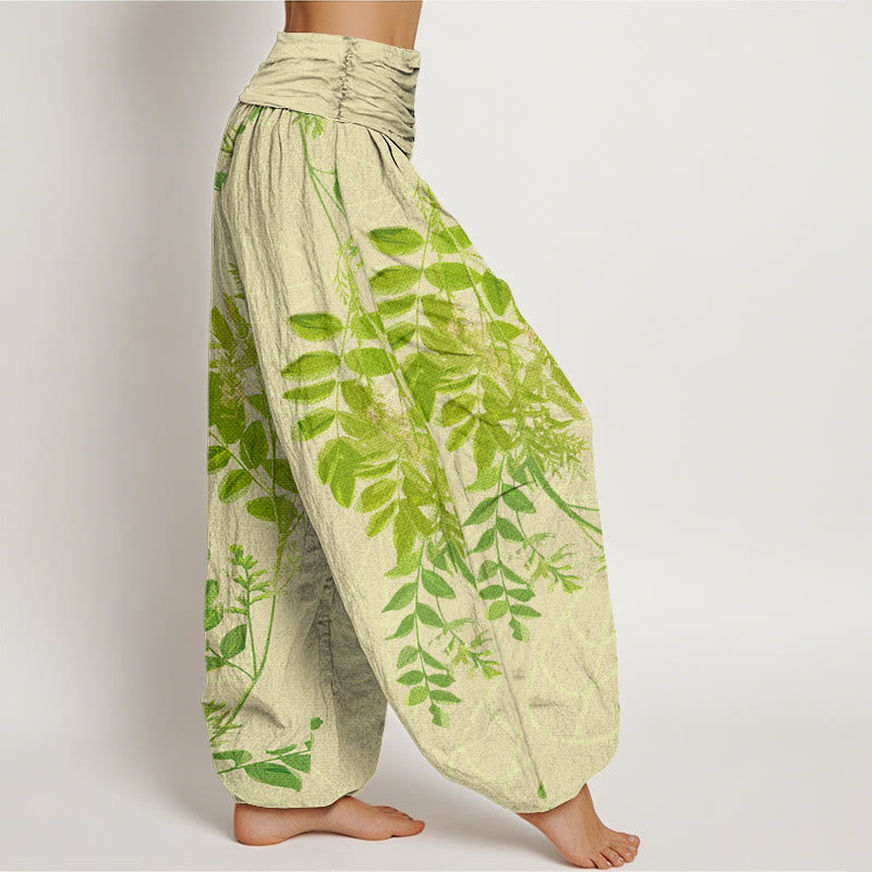 Breathable Cotton Botanical Print Grounding Harem Pants