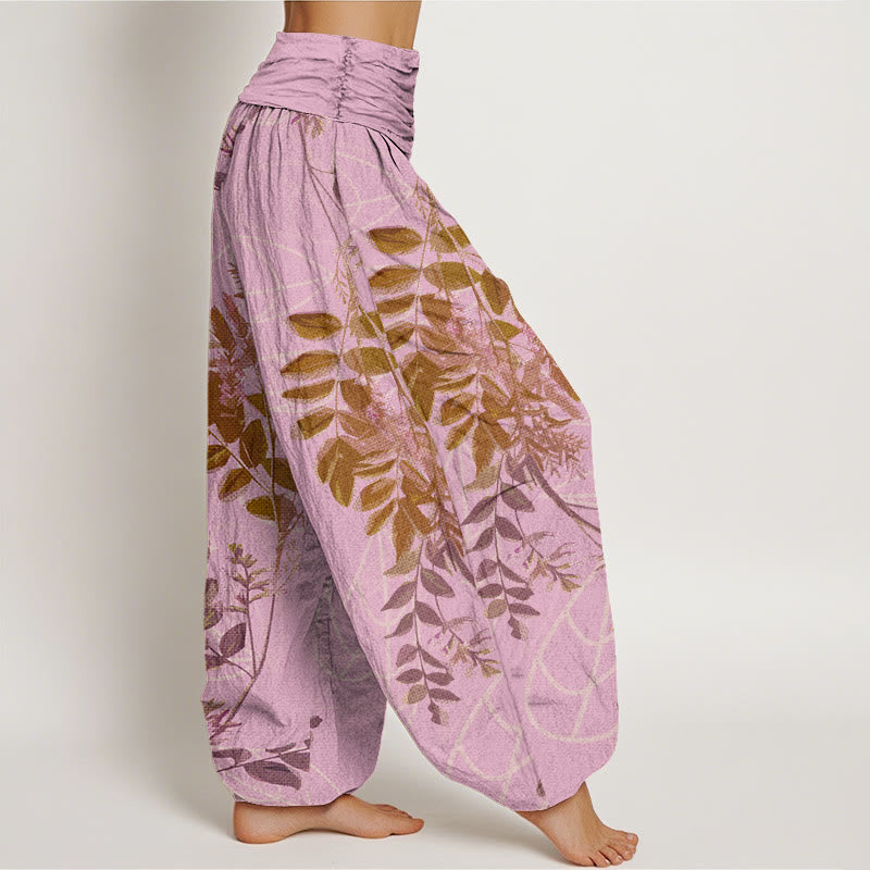 Breathable Cotton Botanical Print Grounding Harem Pants