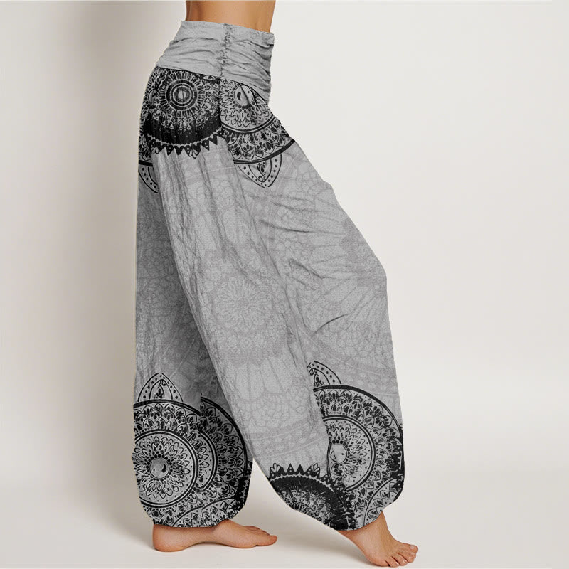Cotton Circular Mandala Design Women's Elastic Waist Harem Pants