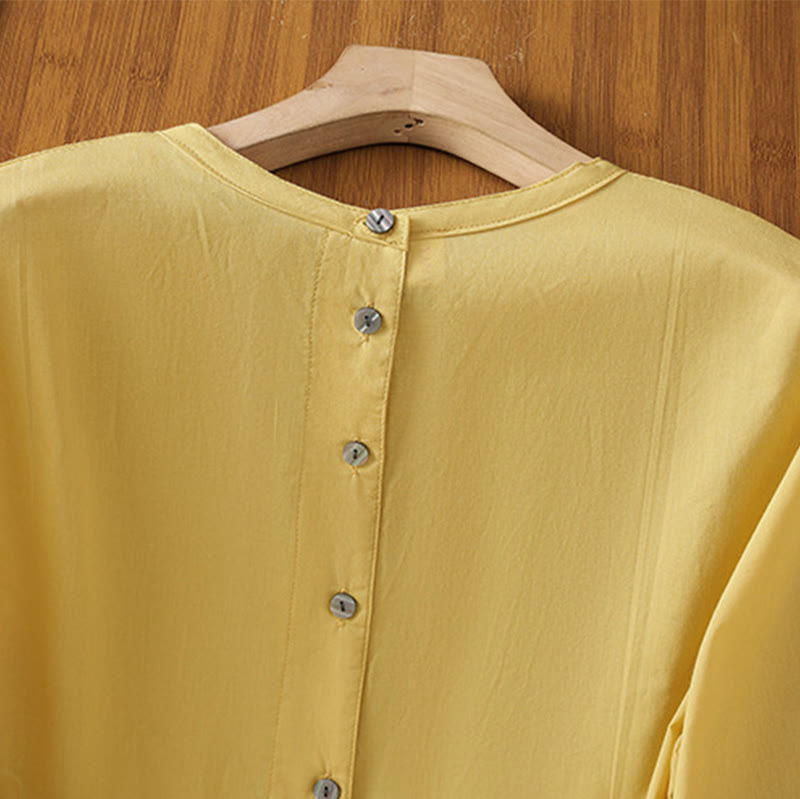 Breathable Cotton Linen Lace Hem Meditation Shirt