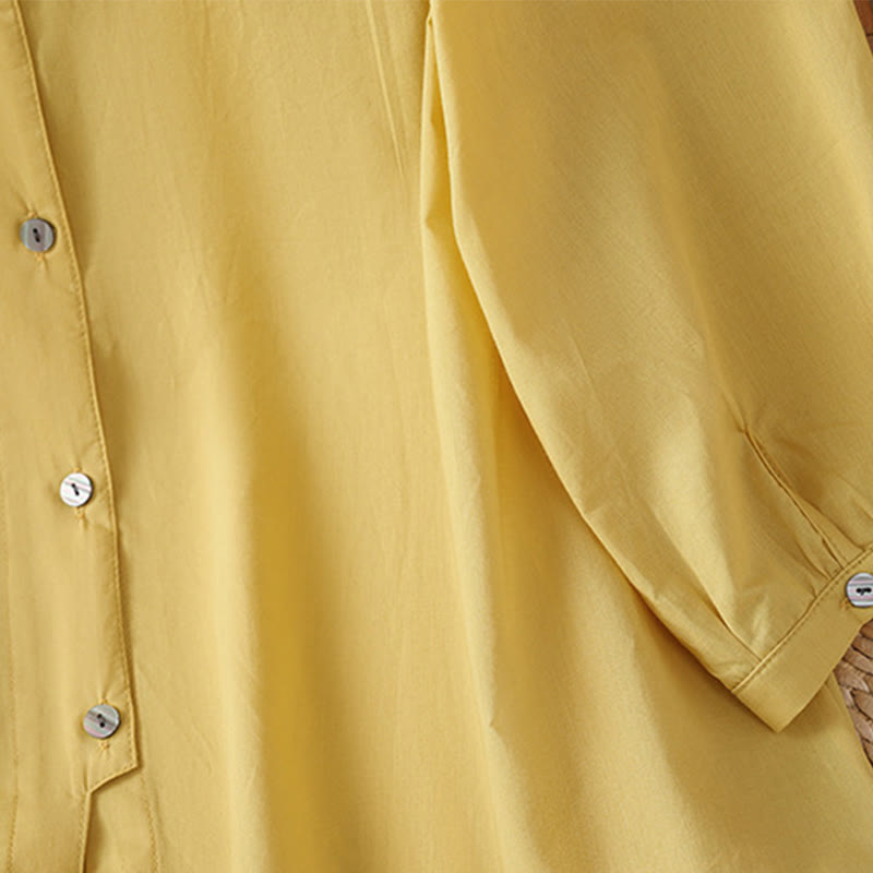 Breathable Cotton Linen Lace Hem Meditation Shirt