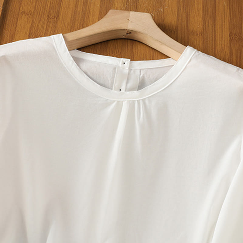 Breathable Cotton Linen Lace Hem Meditation Shirt