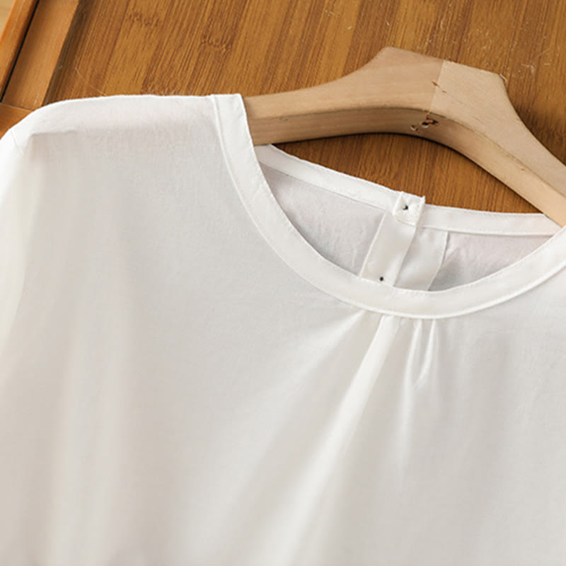 Breathable Cotton Linen Lace Hem Meditation Shirt