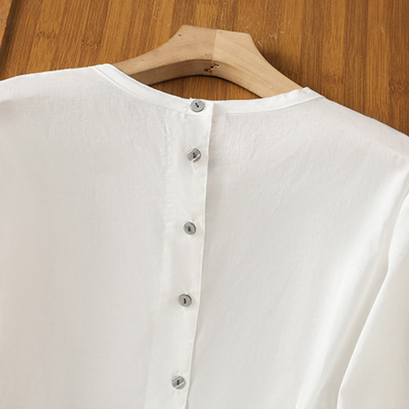 Breathable Cotton Linen Lace Hem Meditation Shirt