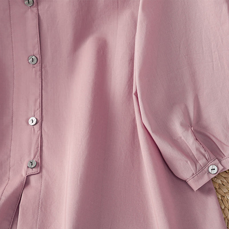 Breathable Cotton Linen Lace Hem Meditation Shirt