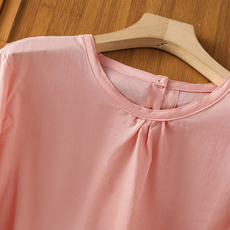 Breathable Cotton Linen Lace Hem Meditation Shirt