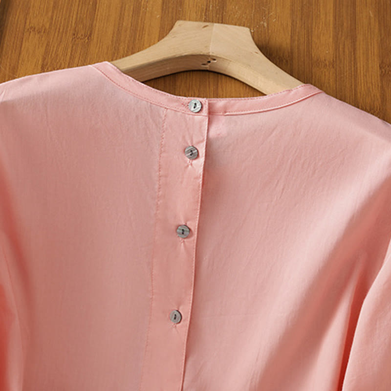 Breathable Cotton Linen Lace Hem Meditation Shirt