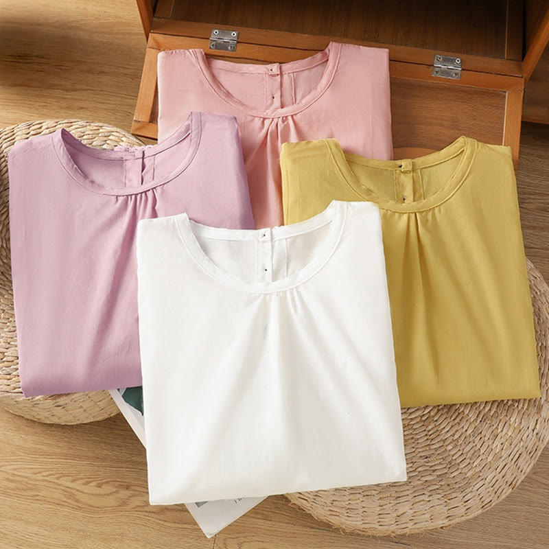 Breathable Cotton Linen Lace Hem Meditation Shirt