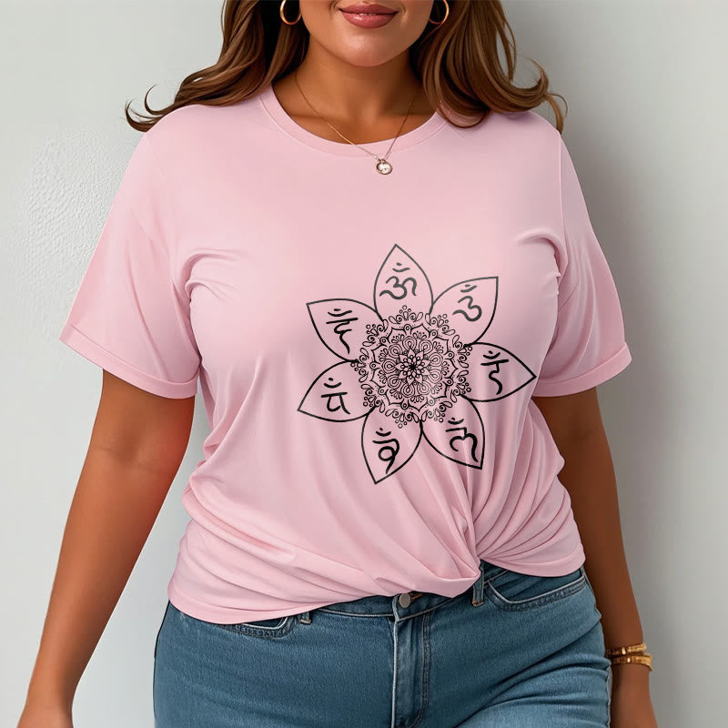 Breathable Cotton Mandala Mantra Meditation T-Shirt