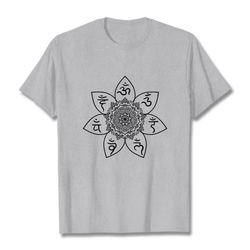 Breathable Cotton Mandala Mantra Meditation T-Shirt