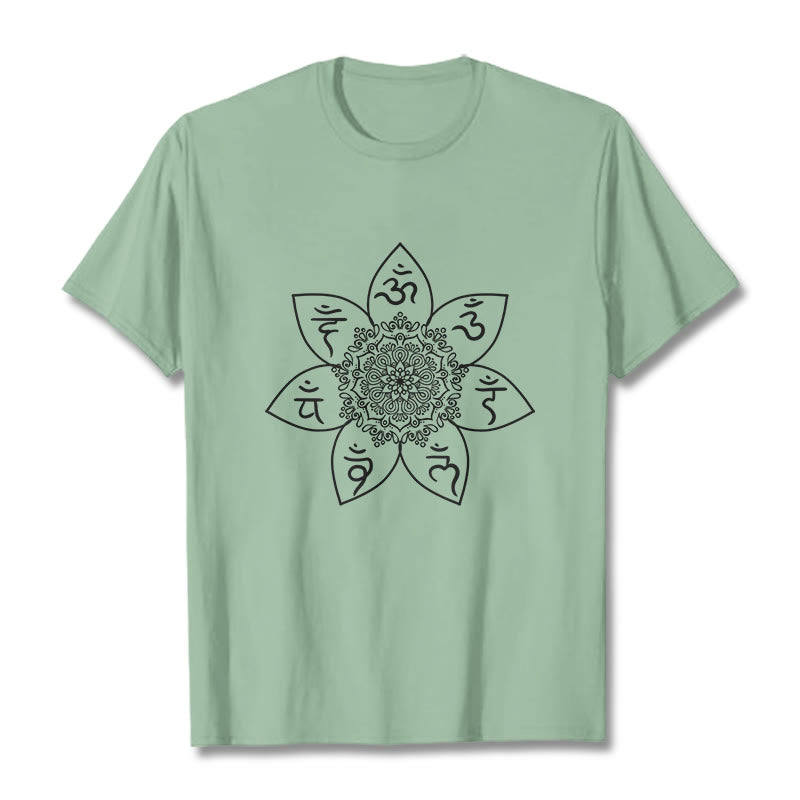 Breathable Cotton Mandala Mantra Meditation T-Shirt