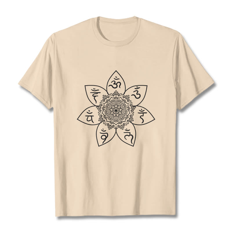Breathable Cotton Mandala Mantra Meditation T-Shirt