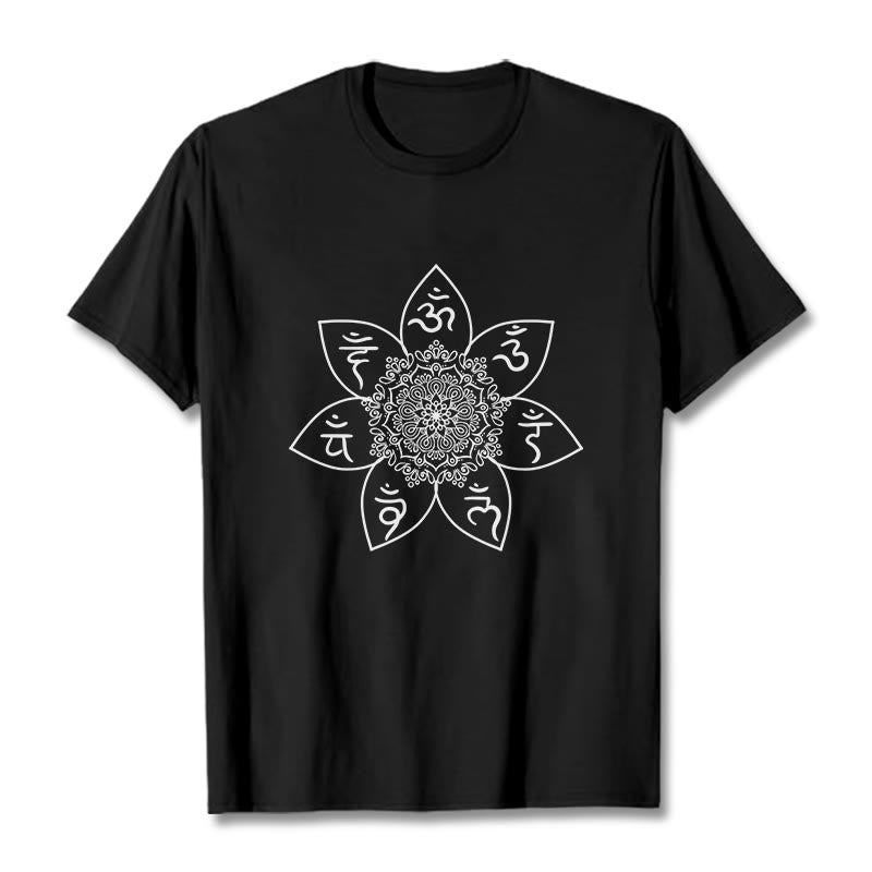 Breathable Cotton Mandala Mantra Meditation T-Shirt