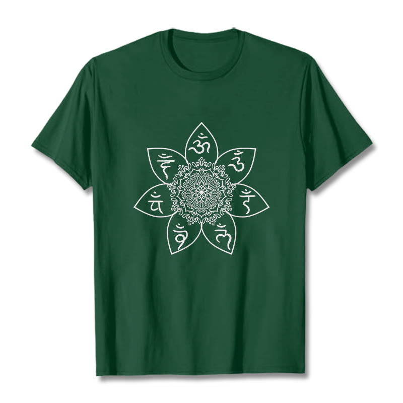 Breathable Cotton Mandala Mantra Meditation T-Shirt