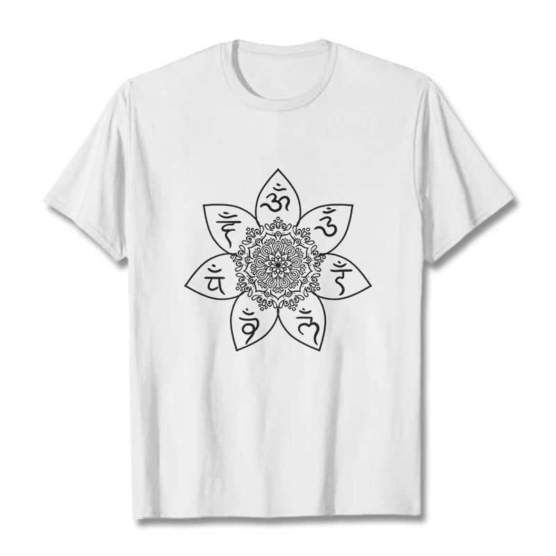 Breathable Cotton Mandala Mantra Meditation T-Shirt