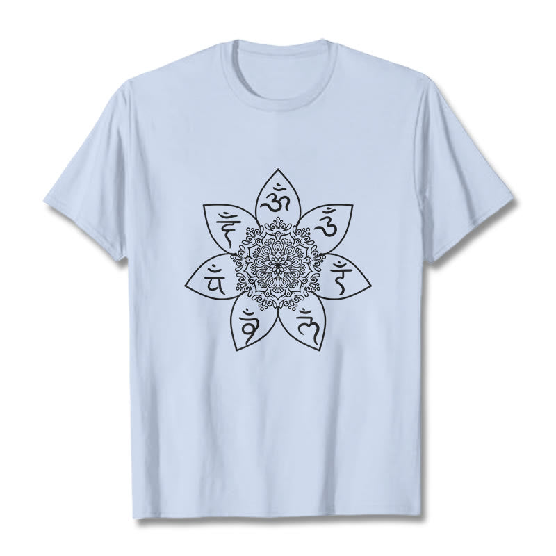 Breathable Cotton Mandala Mantra Meditation T-Shirt
