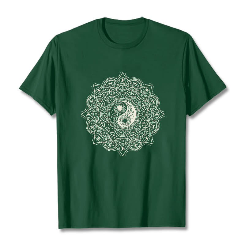 Soft Cotton Yin-Yang Mandala Meditation T-Shirt