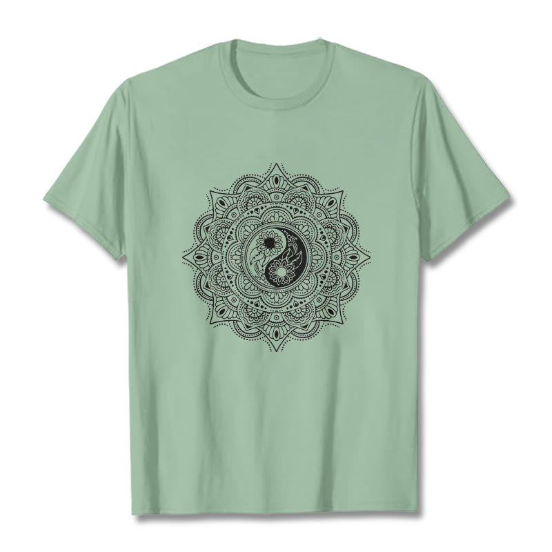 Soft Cotton Yin-Yang Mandala Meditation T-Shirt