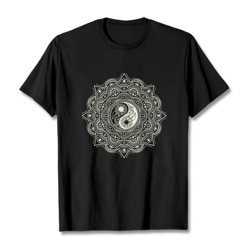 Soft Cotton Yin-Yang Mandala Meditation T-Shirt