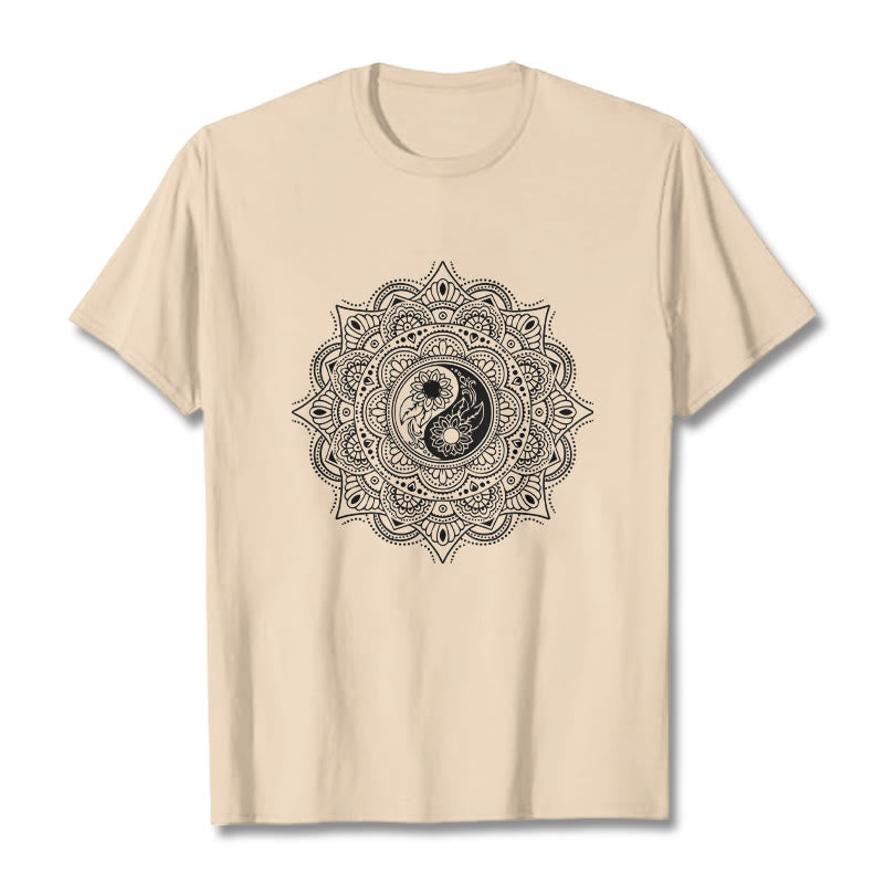 Soft Cotton Yin-Yang Mandala Meditation T-Shirt