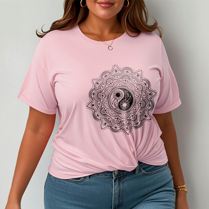 Soft Cotton Yin-Yang Mandala Meditation T-Shirt