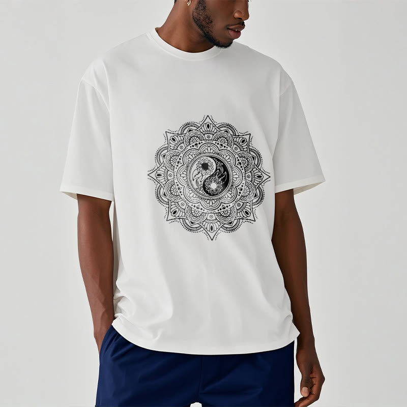 Soft Cotton Yin-Yang Mandala Meditation T-Shirt