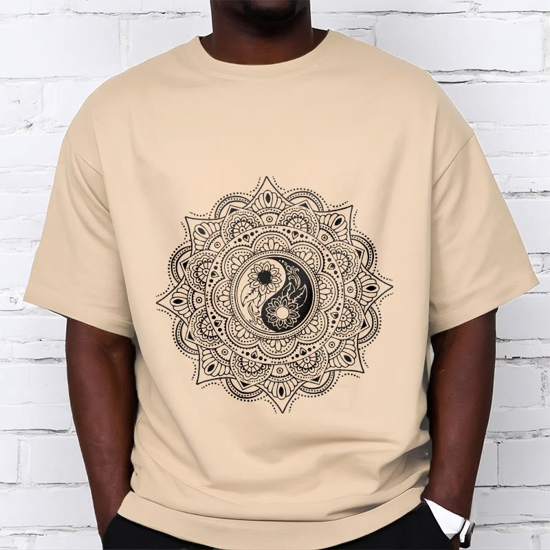 Soft Cotton Yin-Yang Mandala Meditation T-Shirt