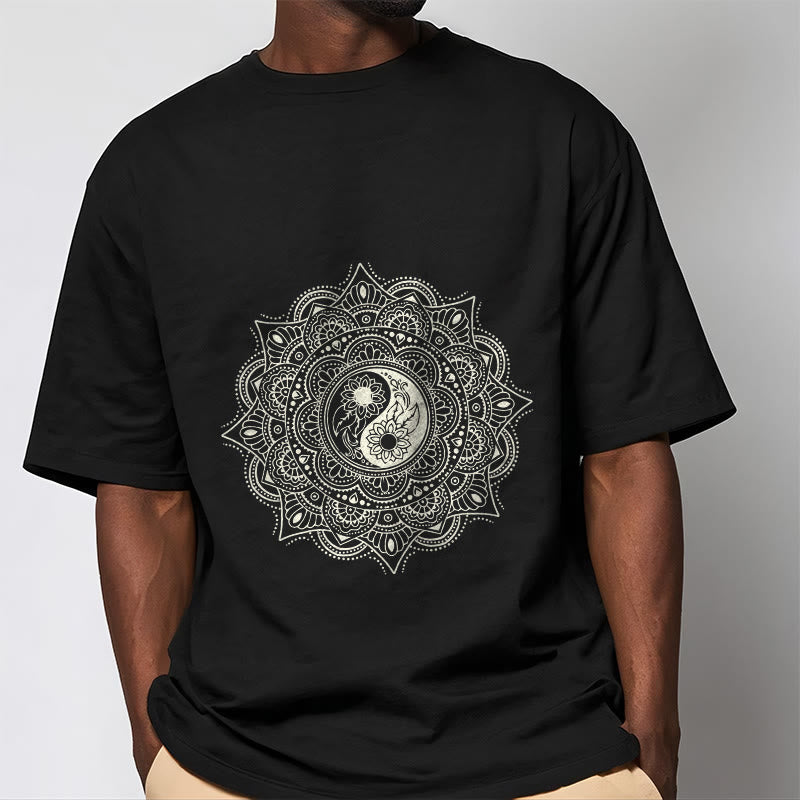 Soft Cotton Yin-Yang Mandala Meditation T-Shirt
