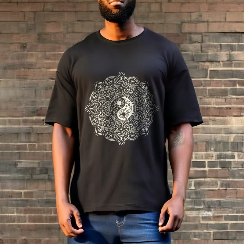 Soft Cotton Yin-Yang Mandala Meditation T-Shirt