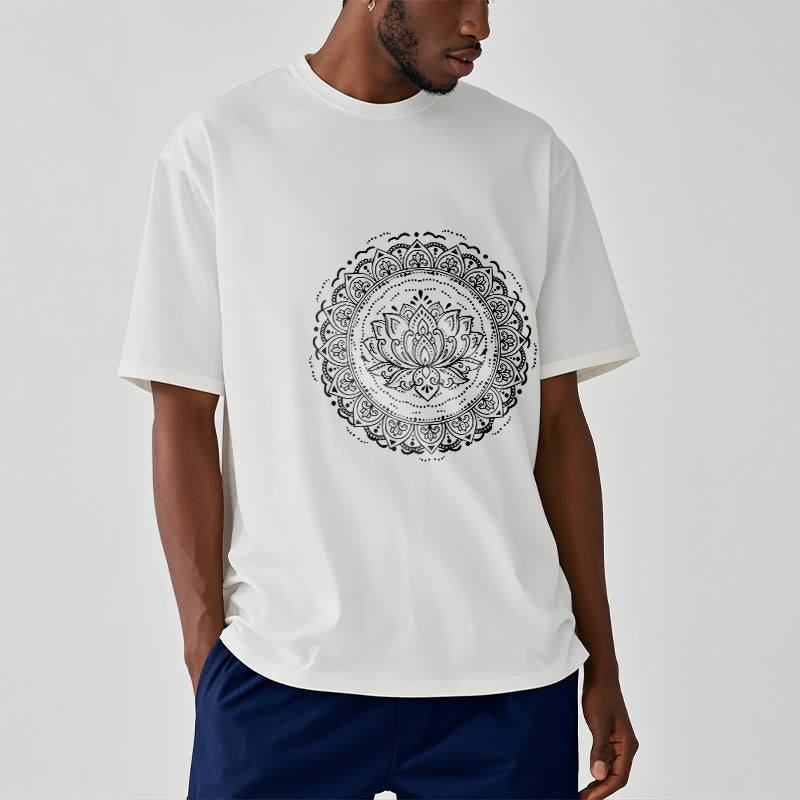 Soft Cotton Lotus Mandala Mindful Meditation T-Shirt
