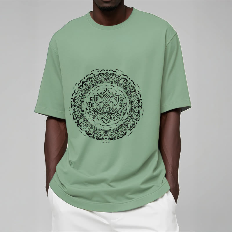 Soft Cotton Lotus Mandala Mindful Meditation T-Shirt