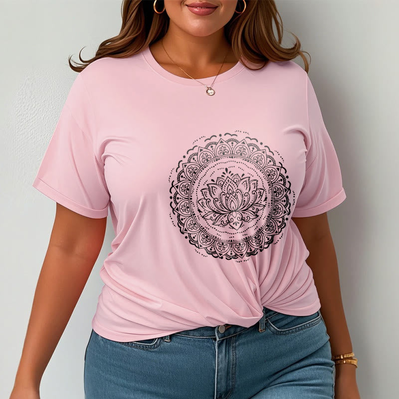Soft Cotton Lotus Mandala Mindful Meditation T-Shirt