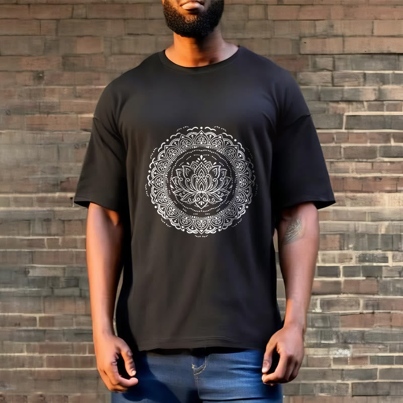 Soft Cotton Lotus Mandala Mindful Meditation T-Shirt