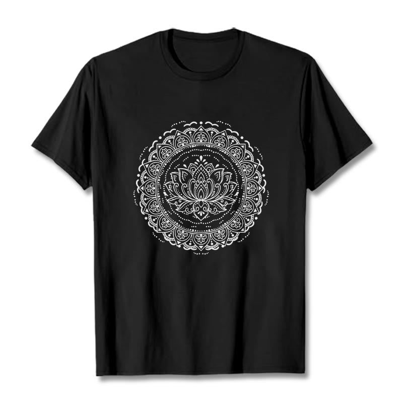 Soft Cotton Lotus Mandala Mindful Meditation T-Shirt