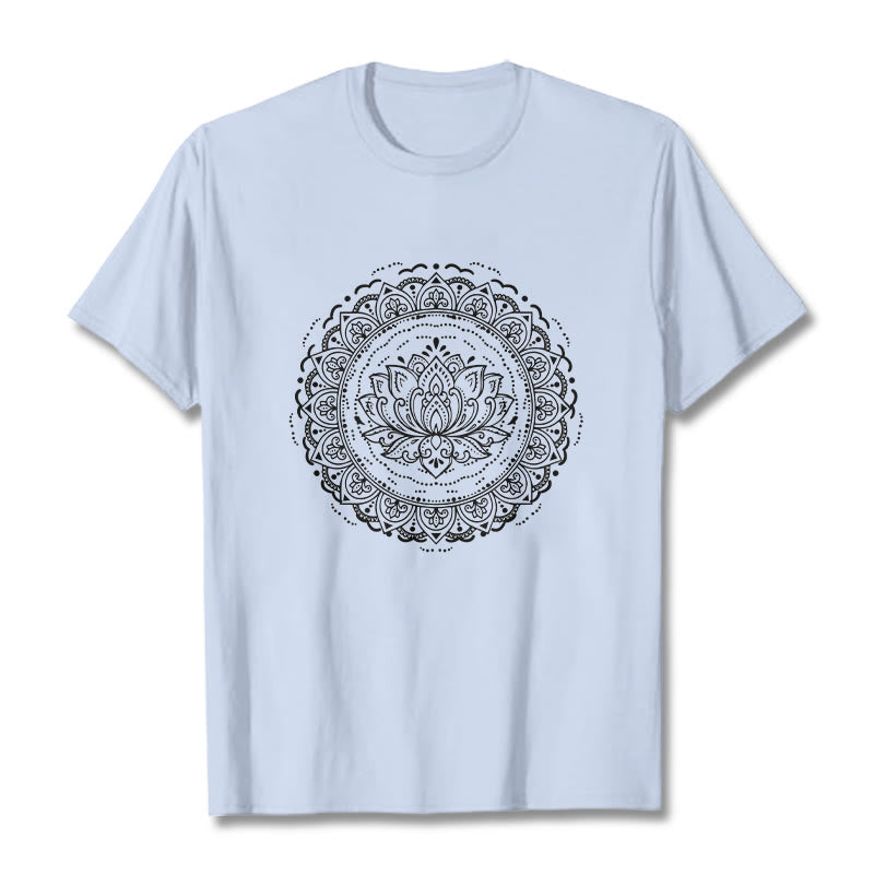 Soft Cotton Lotus Mandala Mindful Meditation T-Shirt