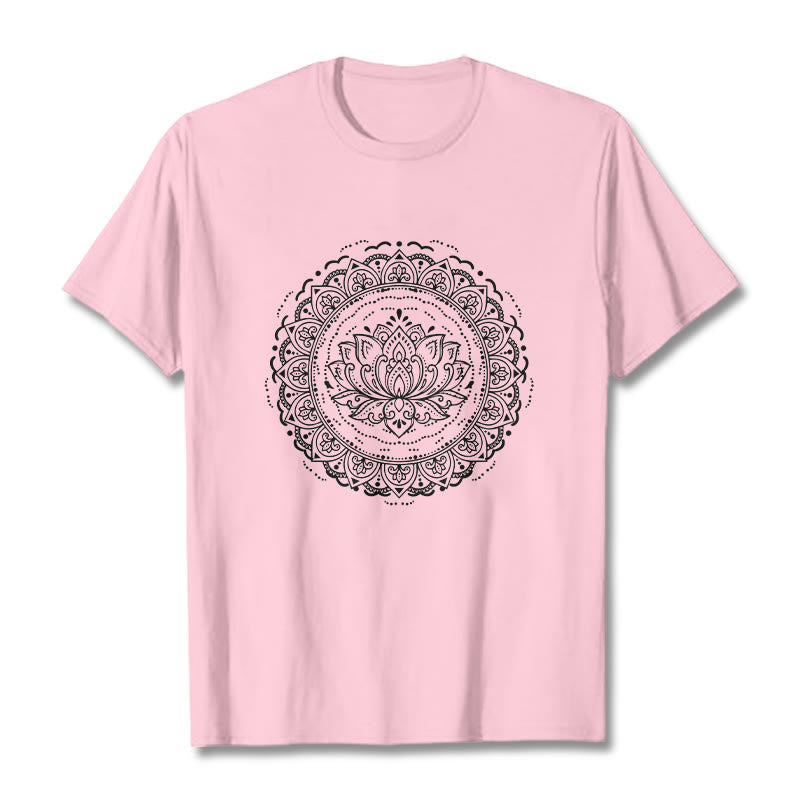 Soft Cotton Lotus Mandala Mindful Meditation T-Shirt