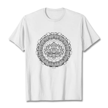 Soft Cotton Lotus Mandala Mindful Meditation T-Shirt