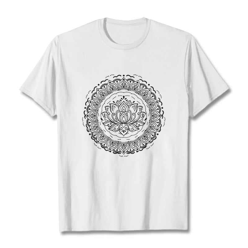 Soft Cotton Lotus Mandala Mindful Meditation T-Shirt