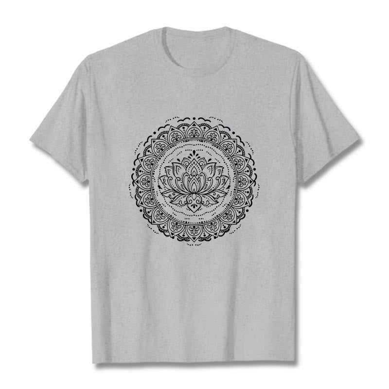 Soft Cotton Lotus Mandala Mindful Meditation T-Shirt