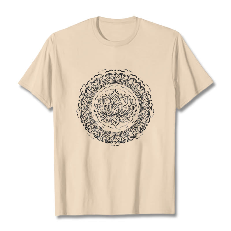 Soft Cotton Lotus Mandala Mindful Meditation T-Shirt