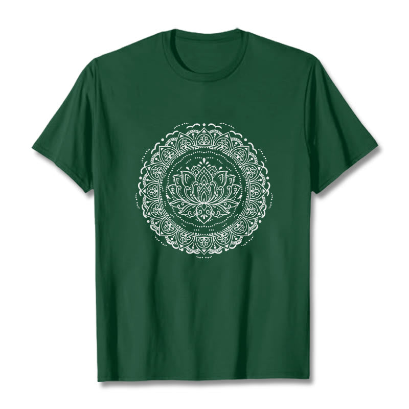 Soft Cotton Lotus Mandala Mindful Meditation T-Shirt