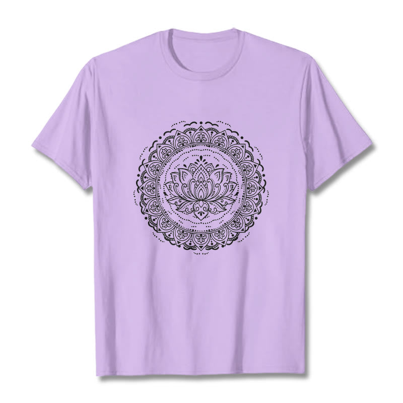 Soft Cotton Lotus Mandala Mindful Meditation T-Shirt